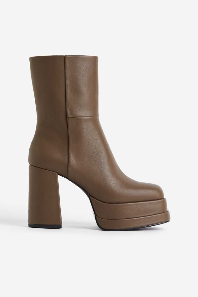 H&M Platform Boots Clearance Outlet - Heeled Womens Brown